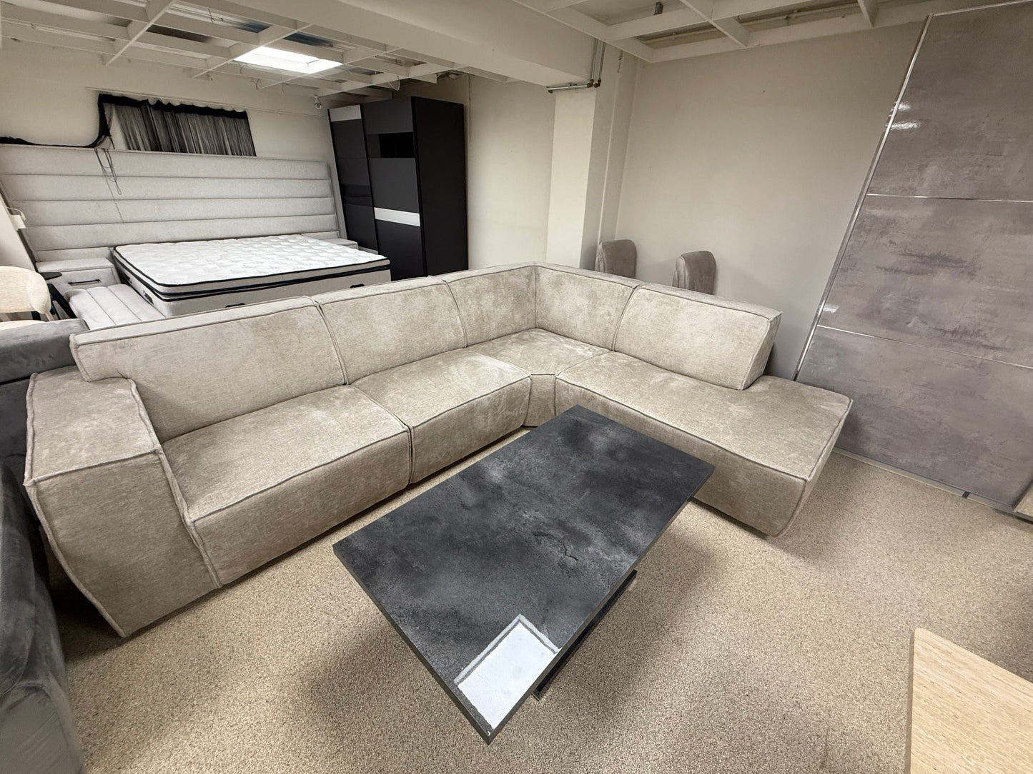 Riko Loungebank - Off white (ecru) stof