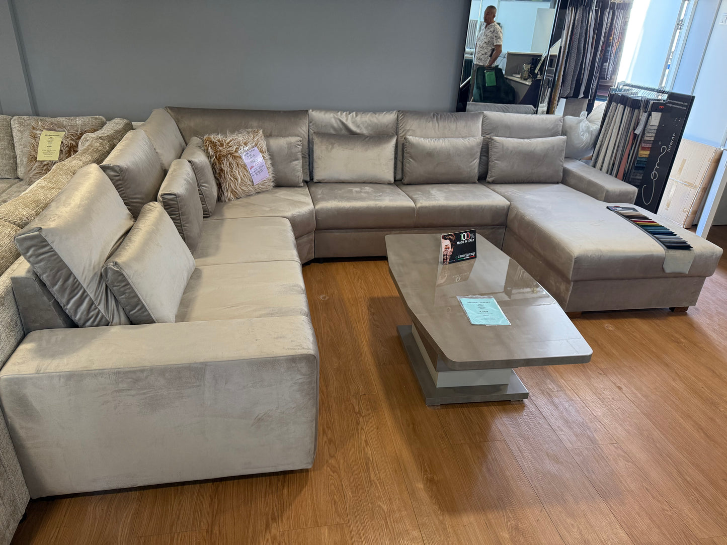 Yasmina XXL U-vorm Hoekbank - Taupe velvet