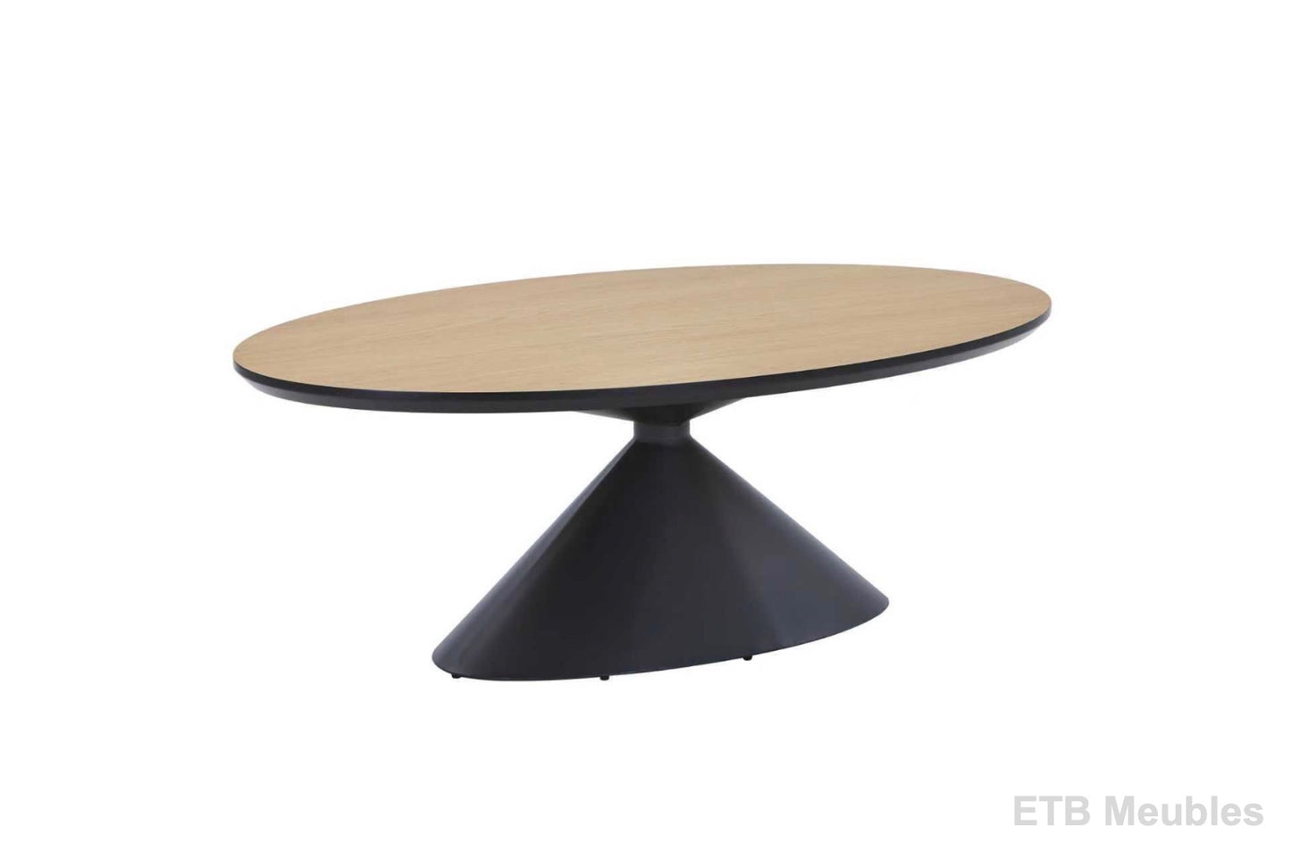 Ovale salontafel hout/zwart