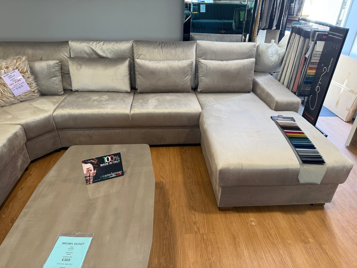 Yasmina XXL U-vorm Hoekbank - Taupe velvet