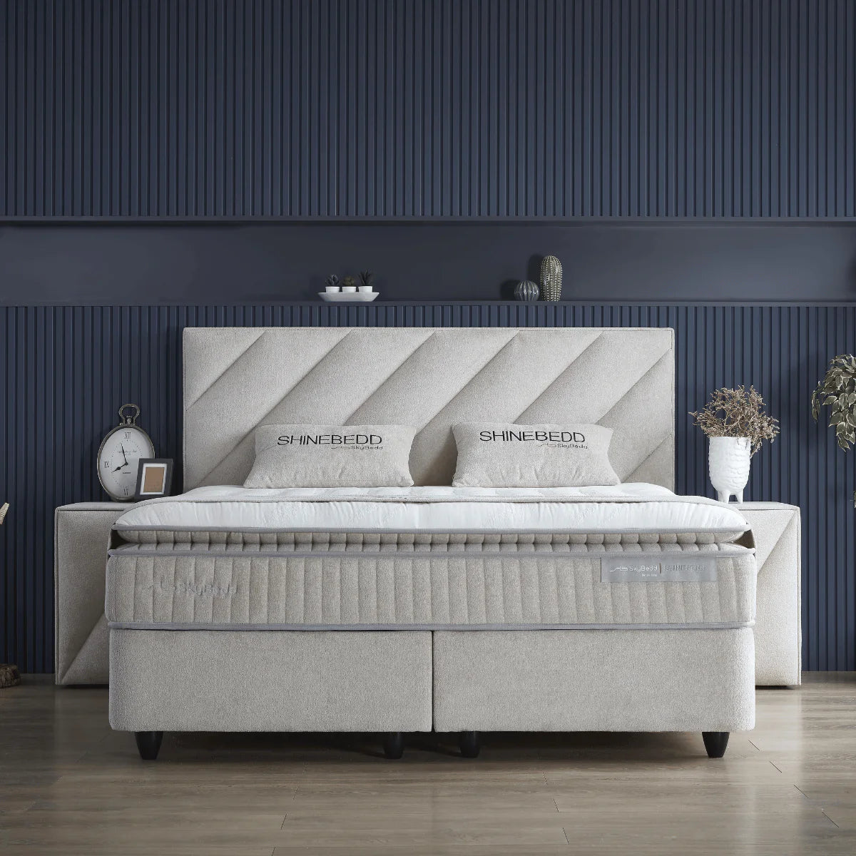 Skybedd – Shinebedd Beige Boxspring | Luxe & Direct Leverbaar uit Voorraad