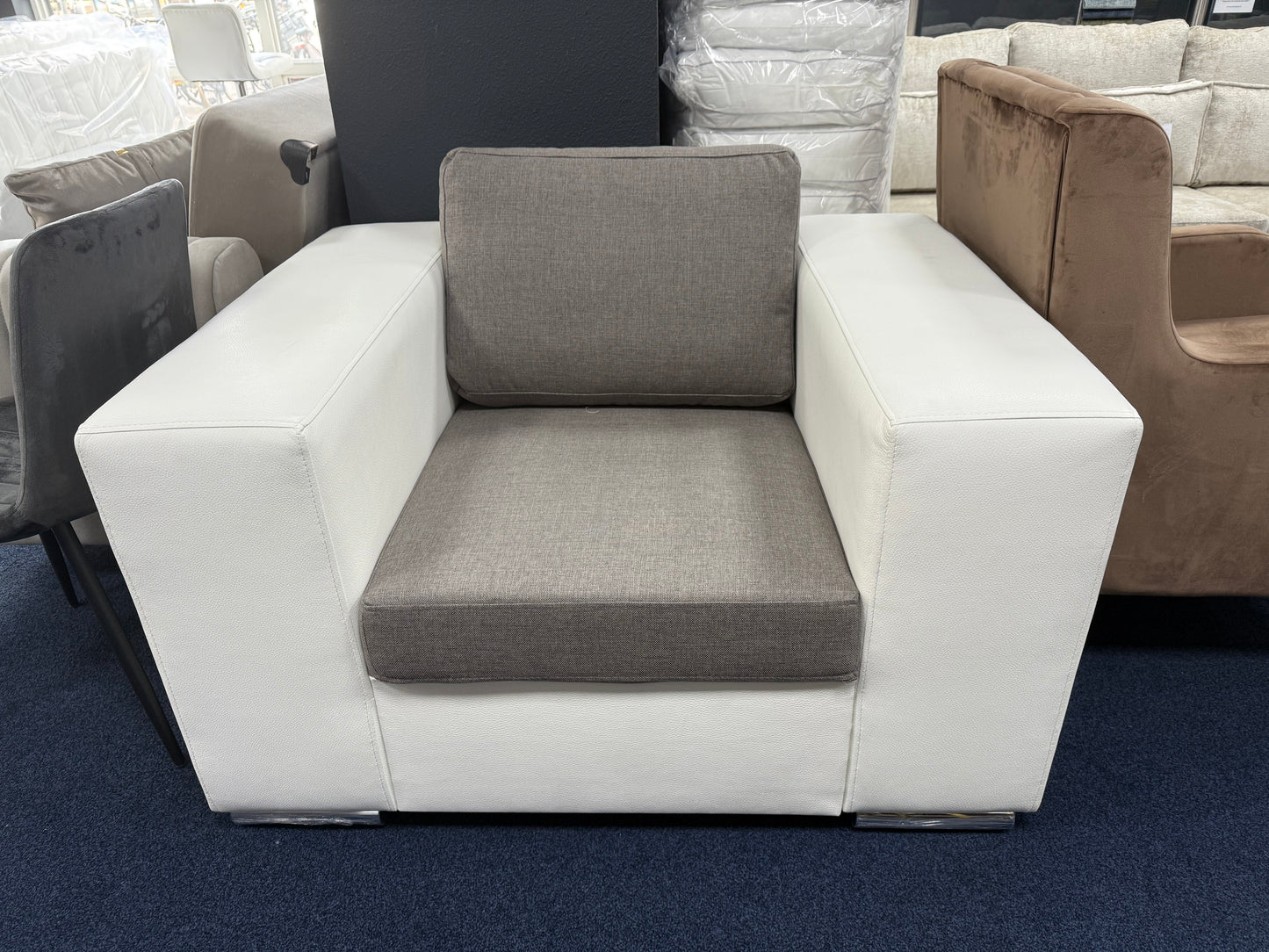 Fauteuil Maro - Grijs / wit combinatie
