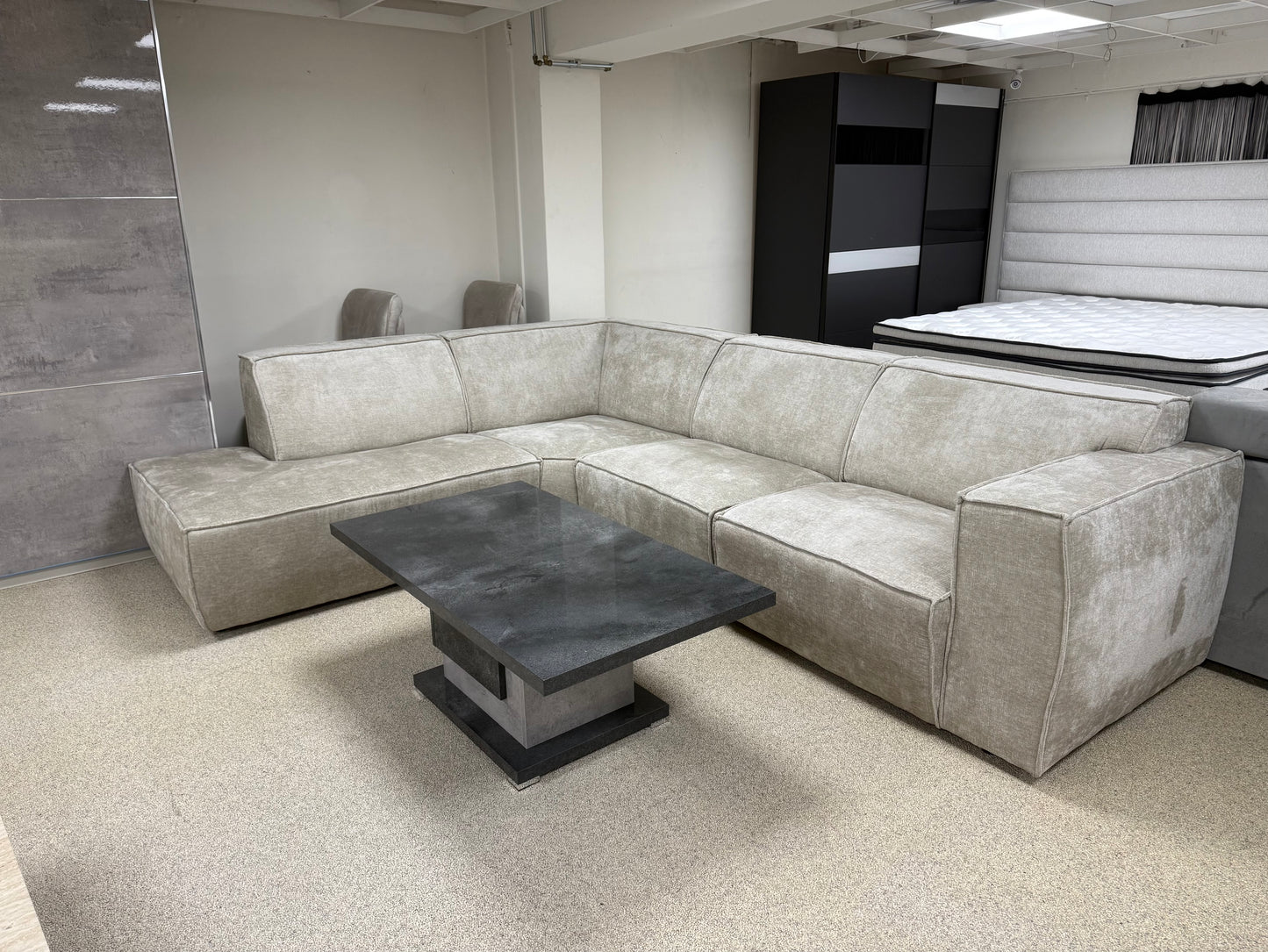 Riko Loungebank - Off white (ecru) stof