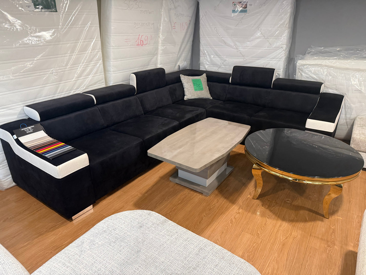 Arizona Hoekbank Grijs/wit stof