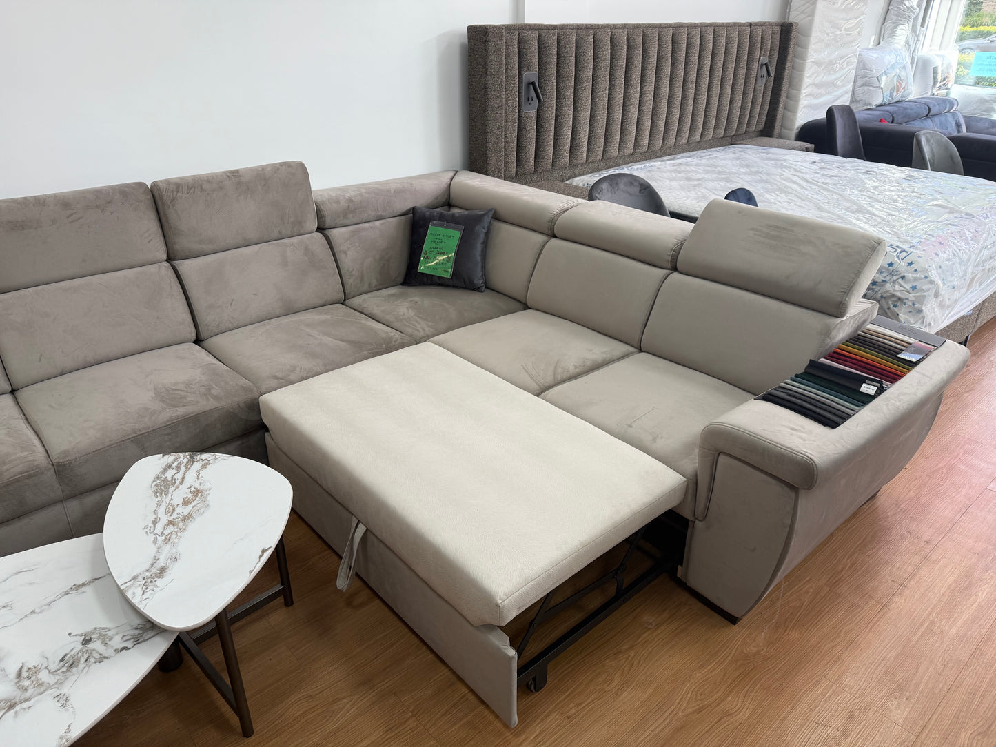Hendrik Hoekbank met slaapfunctie - Taupe velvet