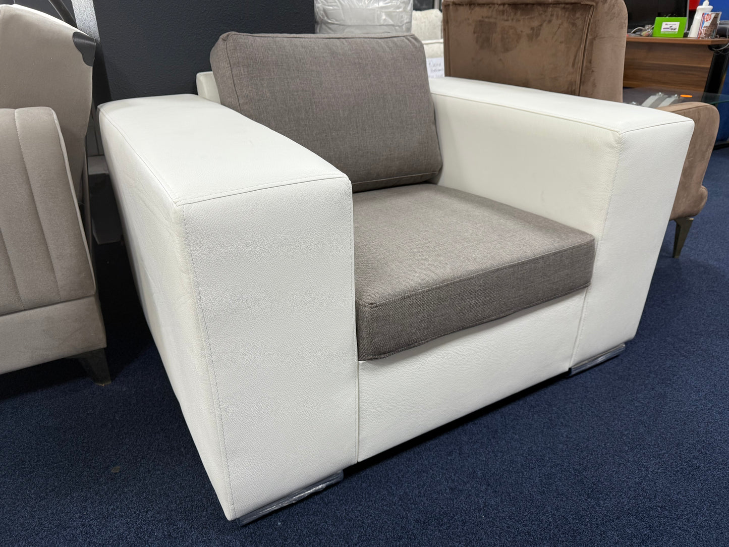 Fauteuil Maro - Grijs / wit combinatie