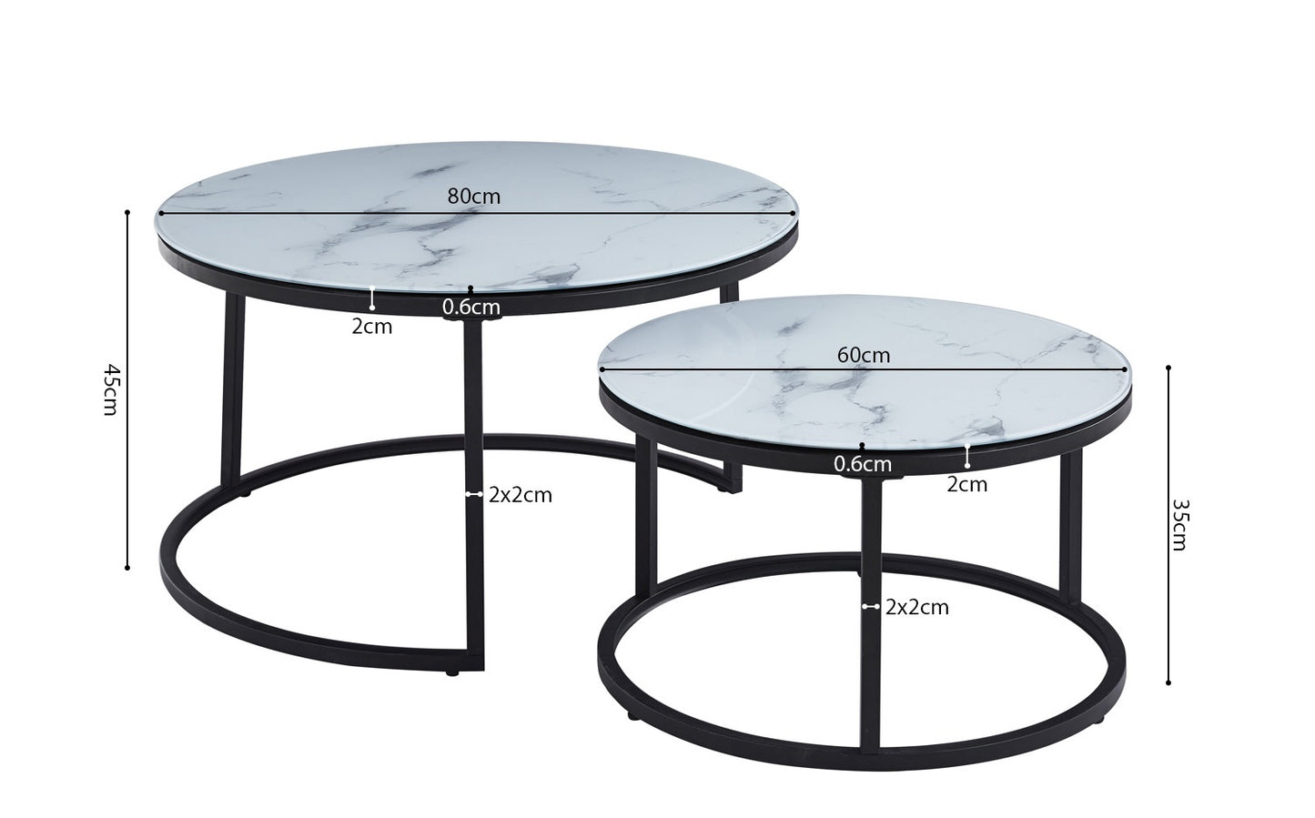 Marmo wit Salontafel Set van 2