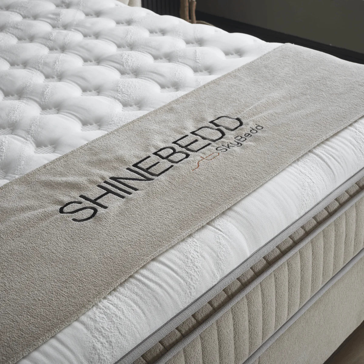Skybedd – Shinebedd Beige Boxspring | Luxe & Direct Leverbaar uit Voorraad