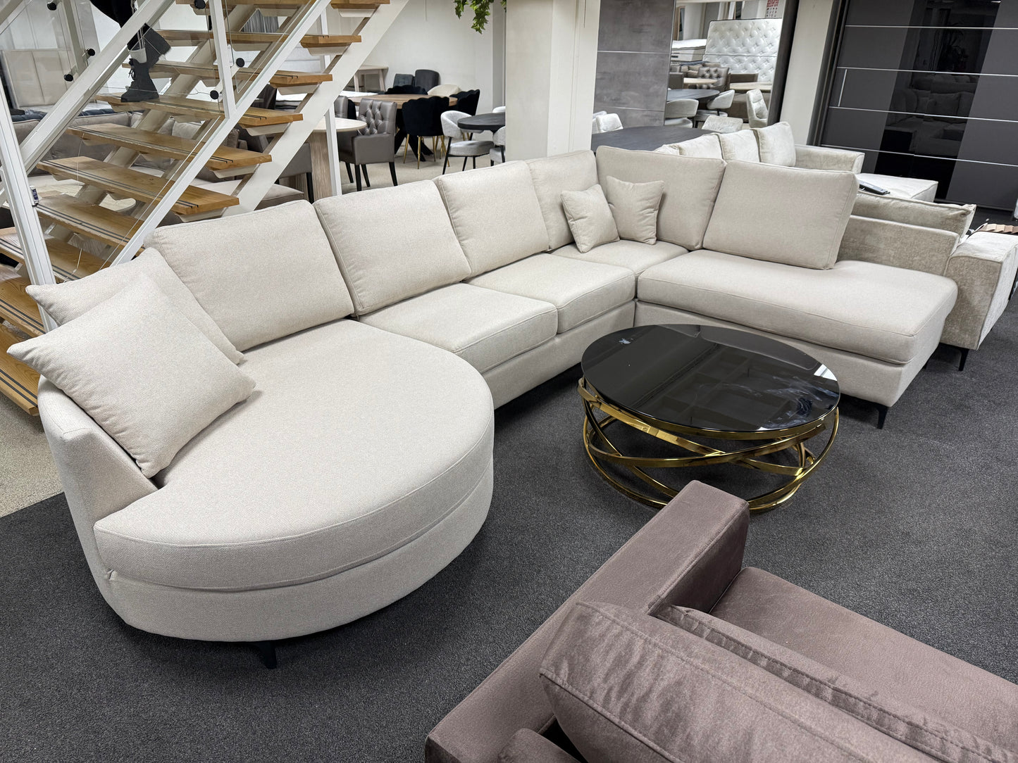 Moaz Japandi U-vorm Hoekbank - Off white stof