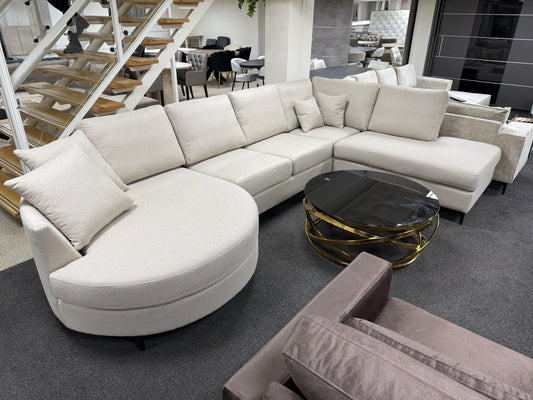 Moaz Japandi U-vorm Hoekbank - Off white stof