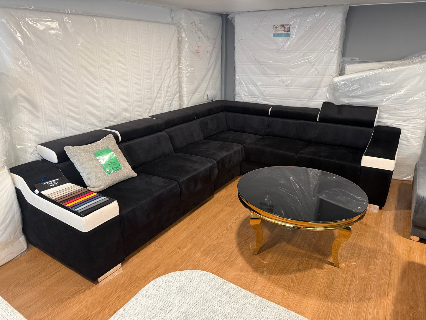 Arizona Hoekbank Grijs/wit stof