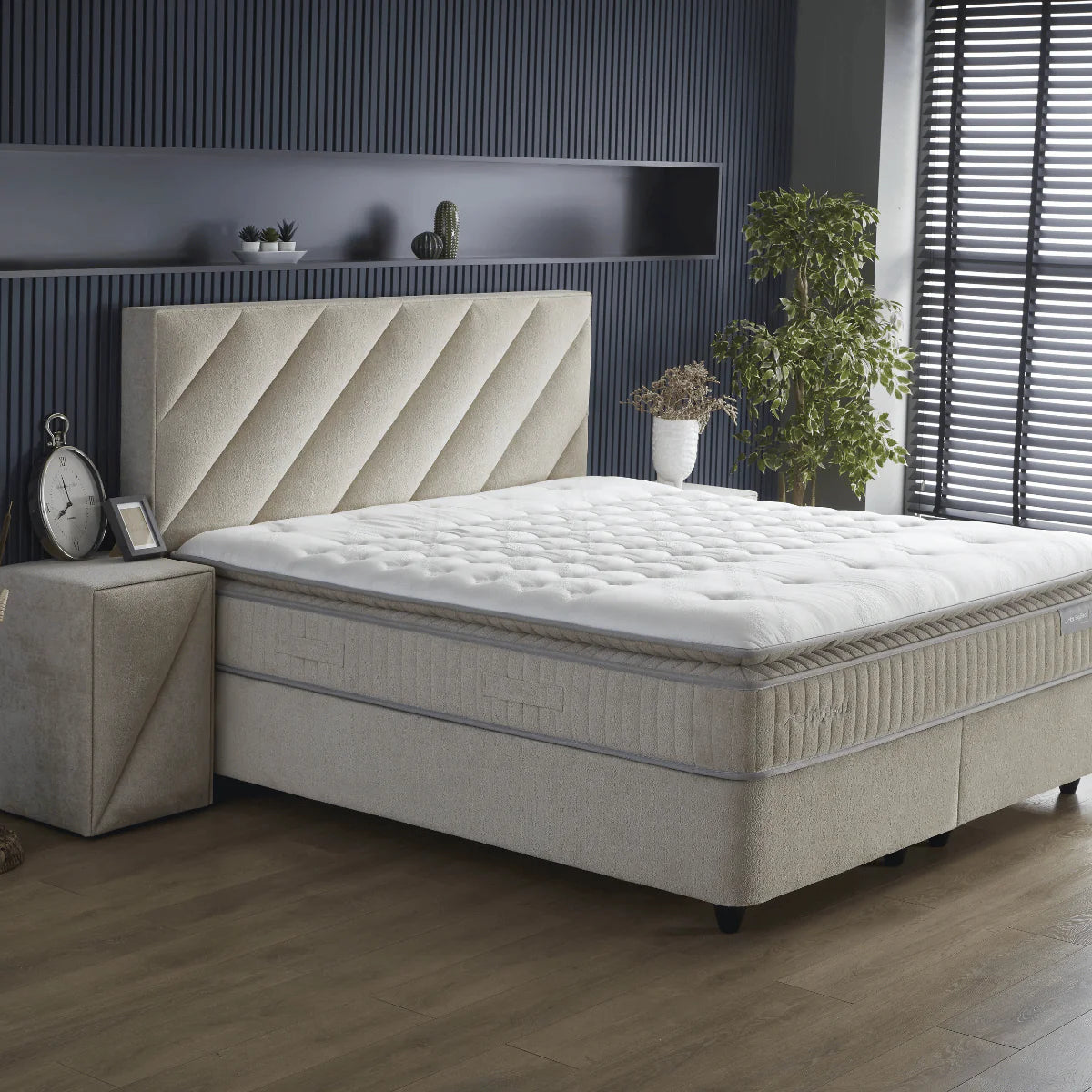 Skybedd – Shinebedd Beige Boxspring | Luxe & Direct Leverbaar uit Voorraad