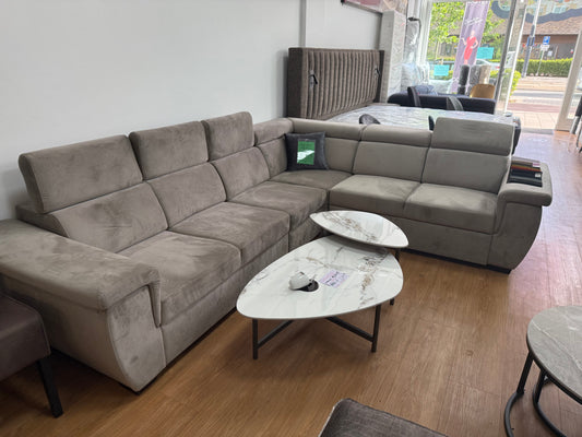 Hendrik Hoekbank met slaapfunctie - Taupe velvet