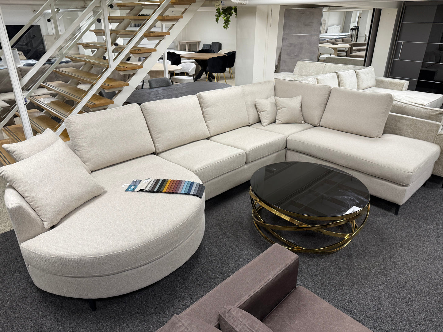 Moaz Japandi U-vorm Hoekbank - Off white stof