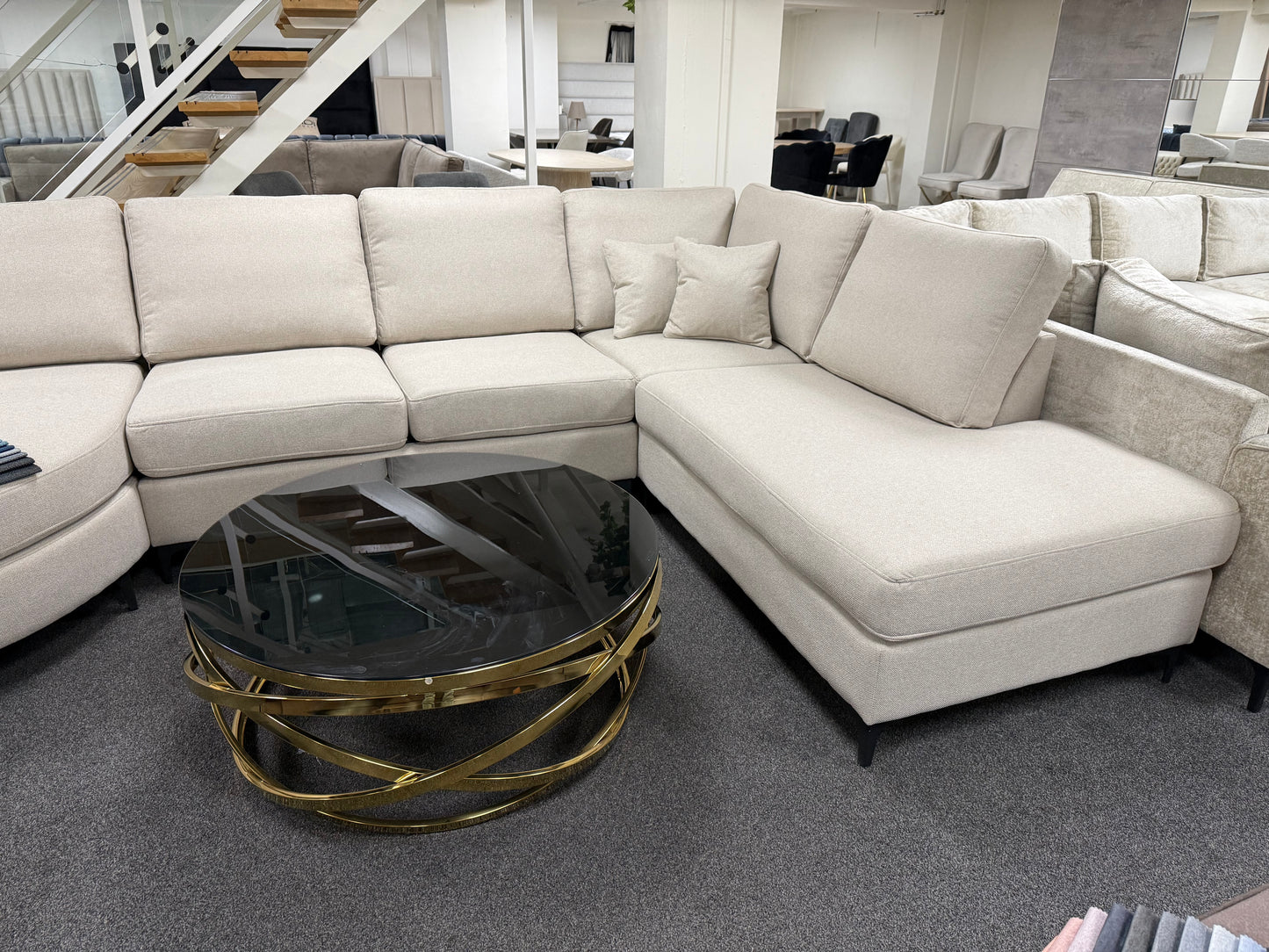 Moaz Japandi U-vorm Hoekbank - Off white stof