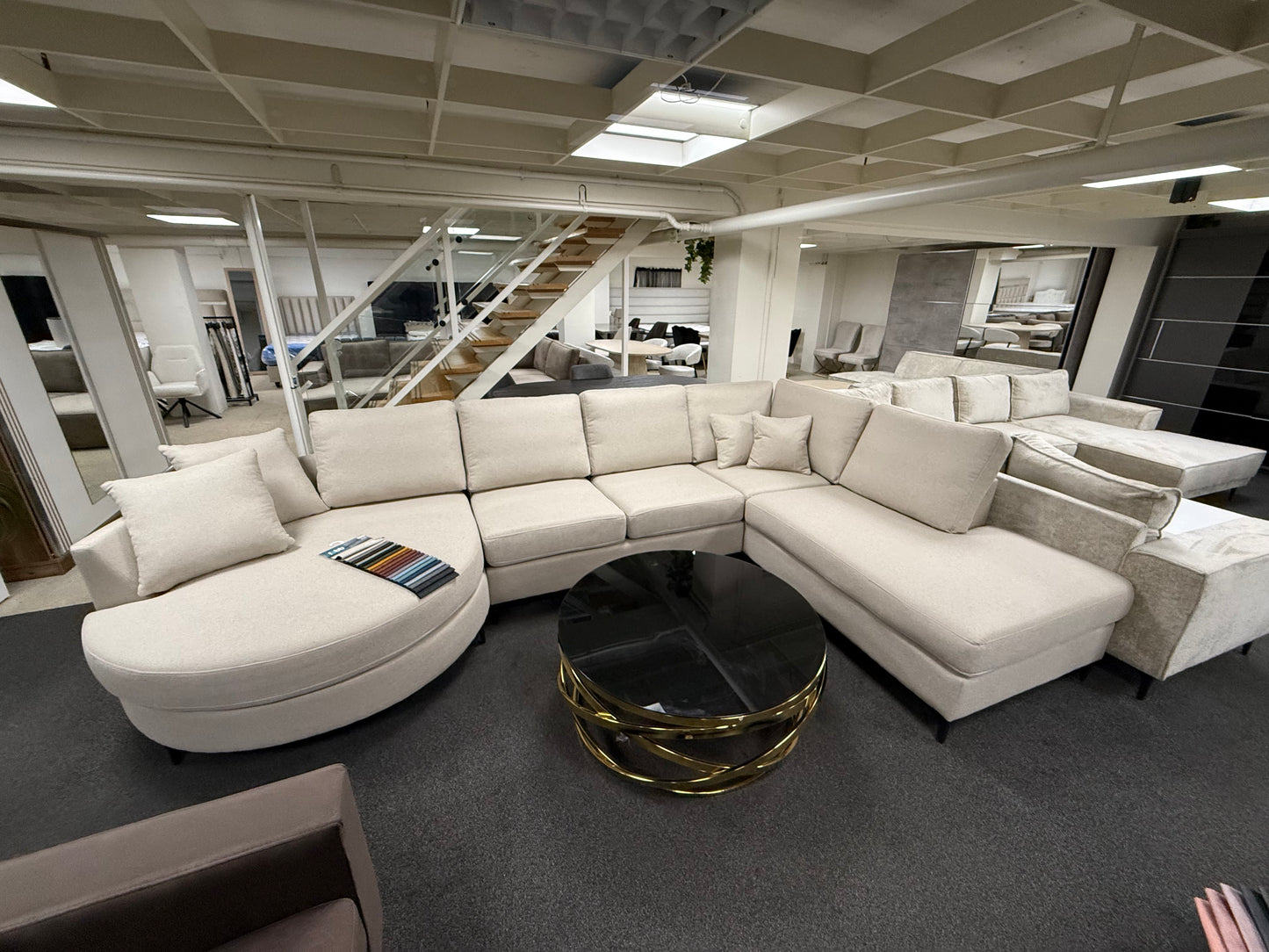 Moaz Japandi U-vorm Hoekbank - Off white stof