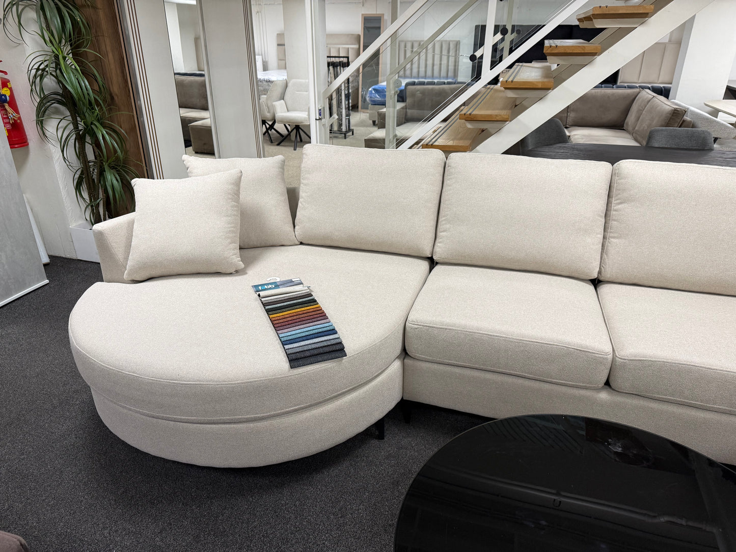 Moaz Japandi U-vorm Hoekbank - Off white stof