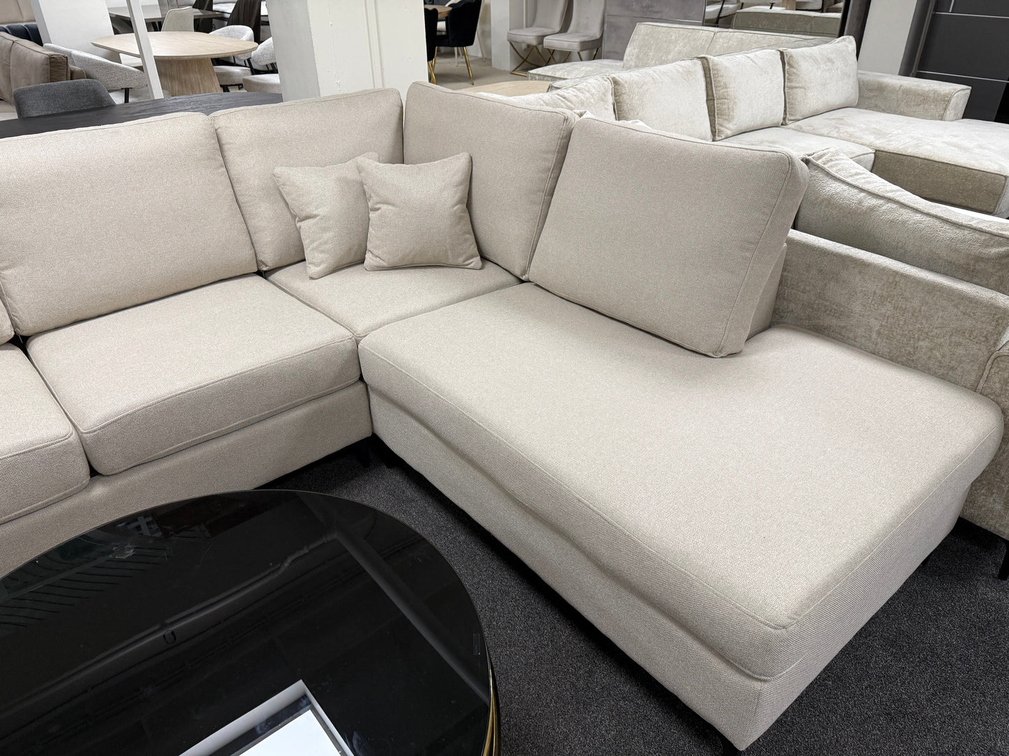 Moaz Japandi U-vorm Hoekbank - Off white stof