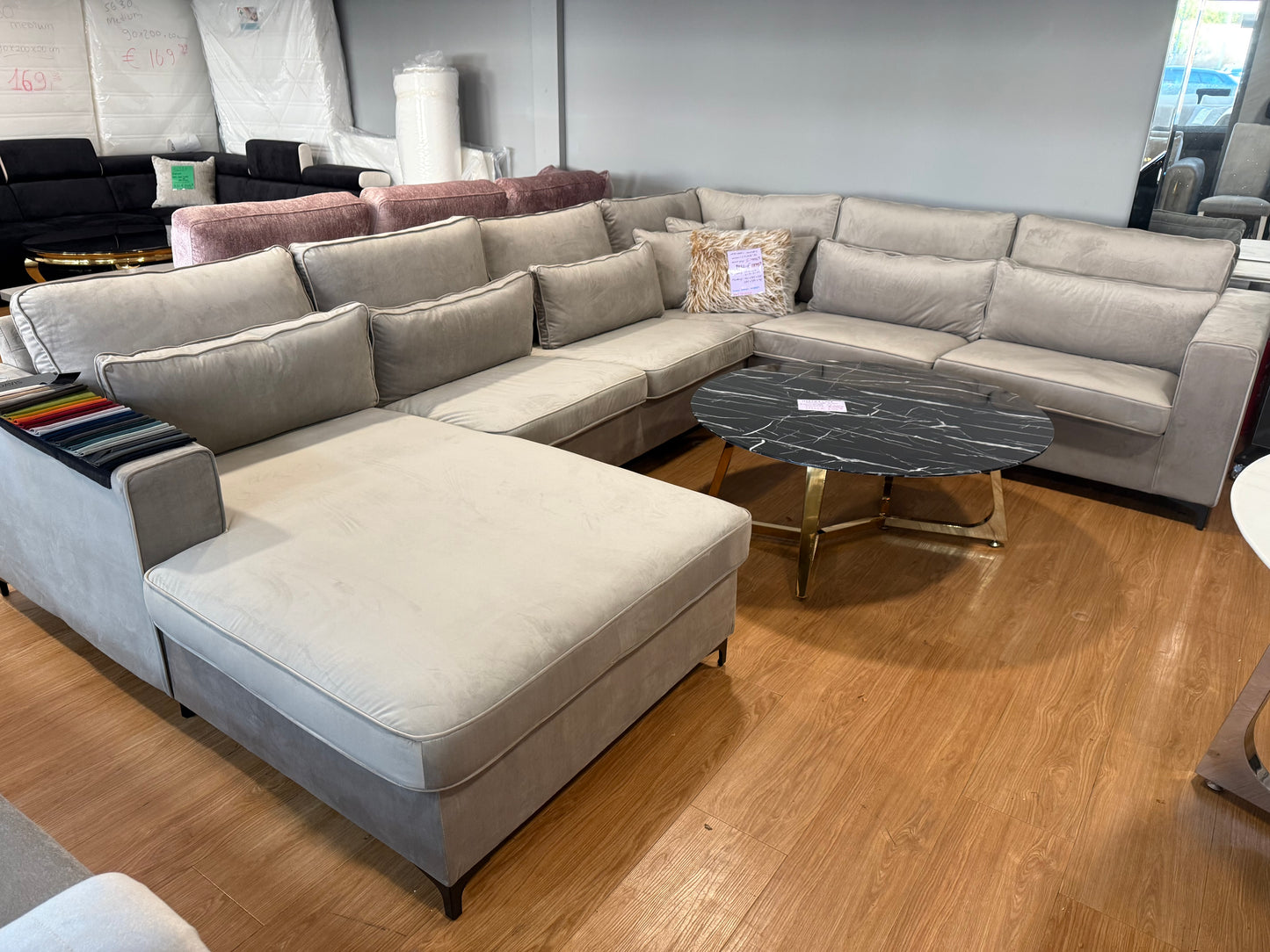 Costa XXL U-vorm Hoekbank - Taupe velvet