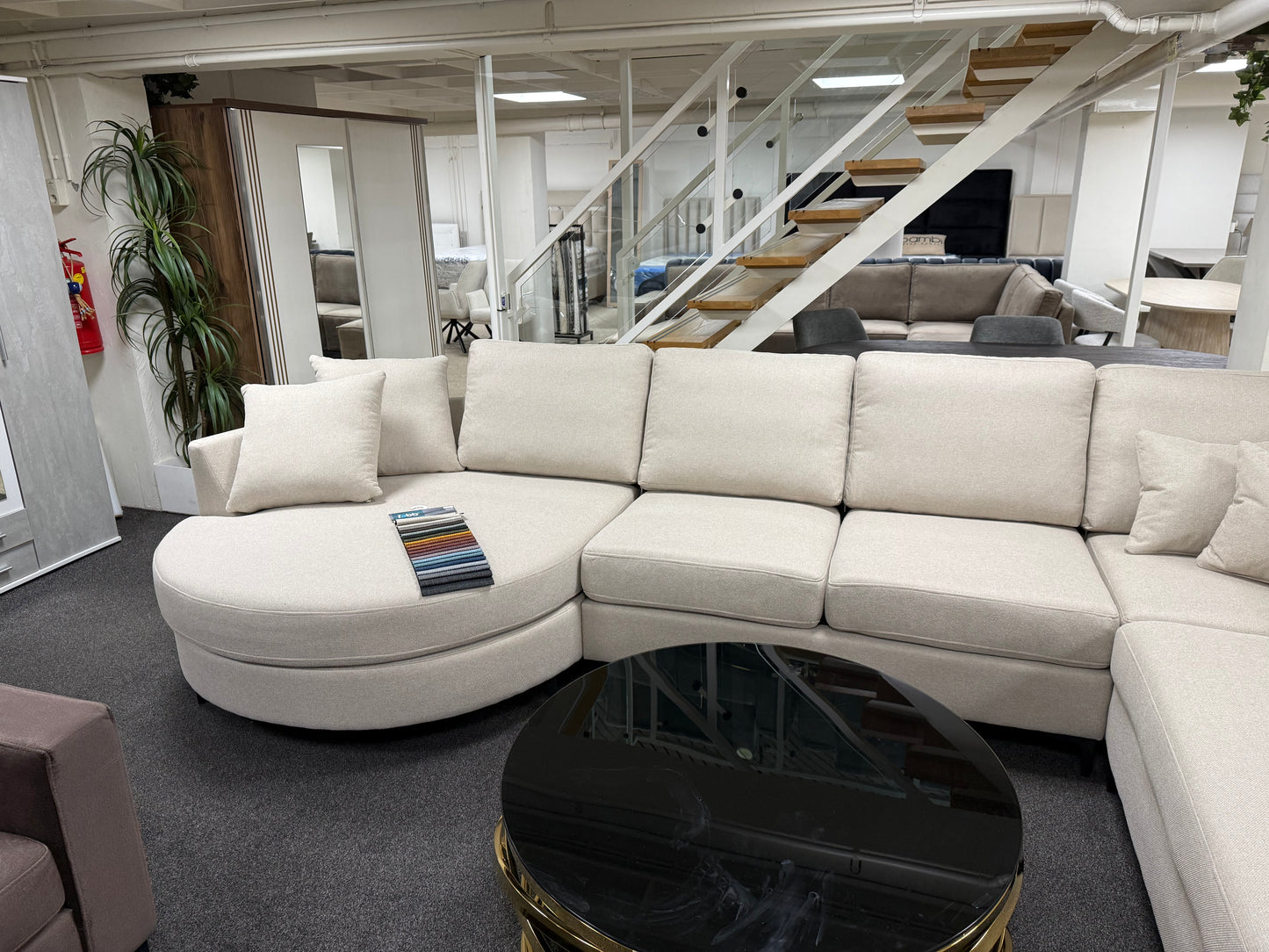 Moaz Japandi U-vorm Hoekbank - Off white stof