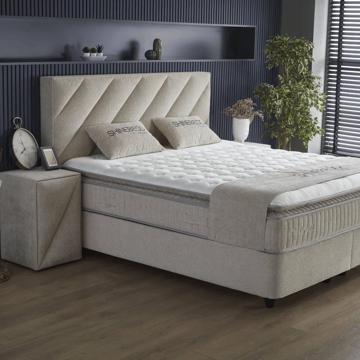 Skybedd – Shinebedd Beige Boxspring | Luxe & Direct Leverbaar uit Voorraad