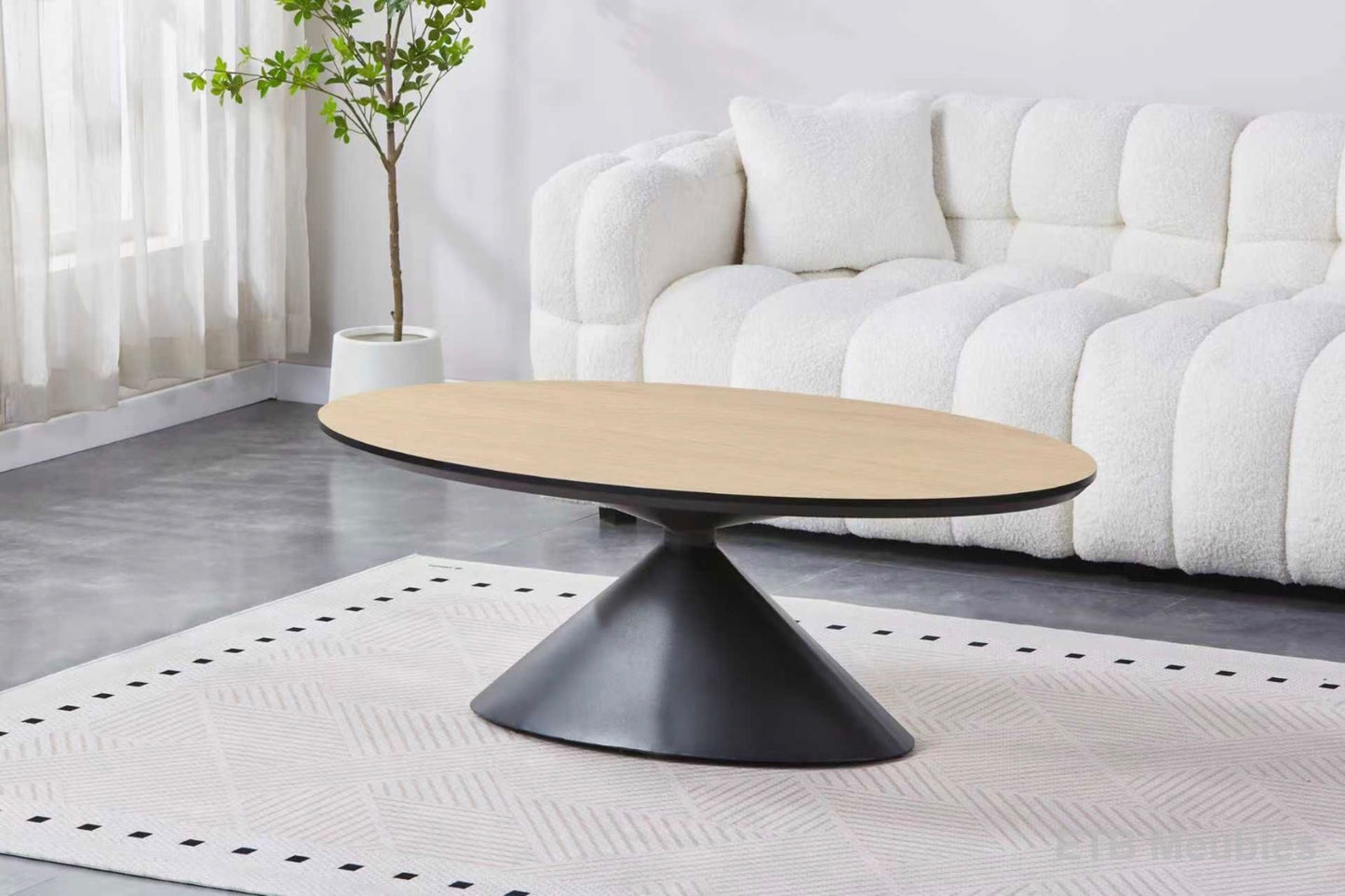Ovale salontafel hout/zwart