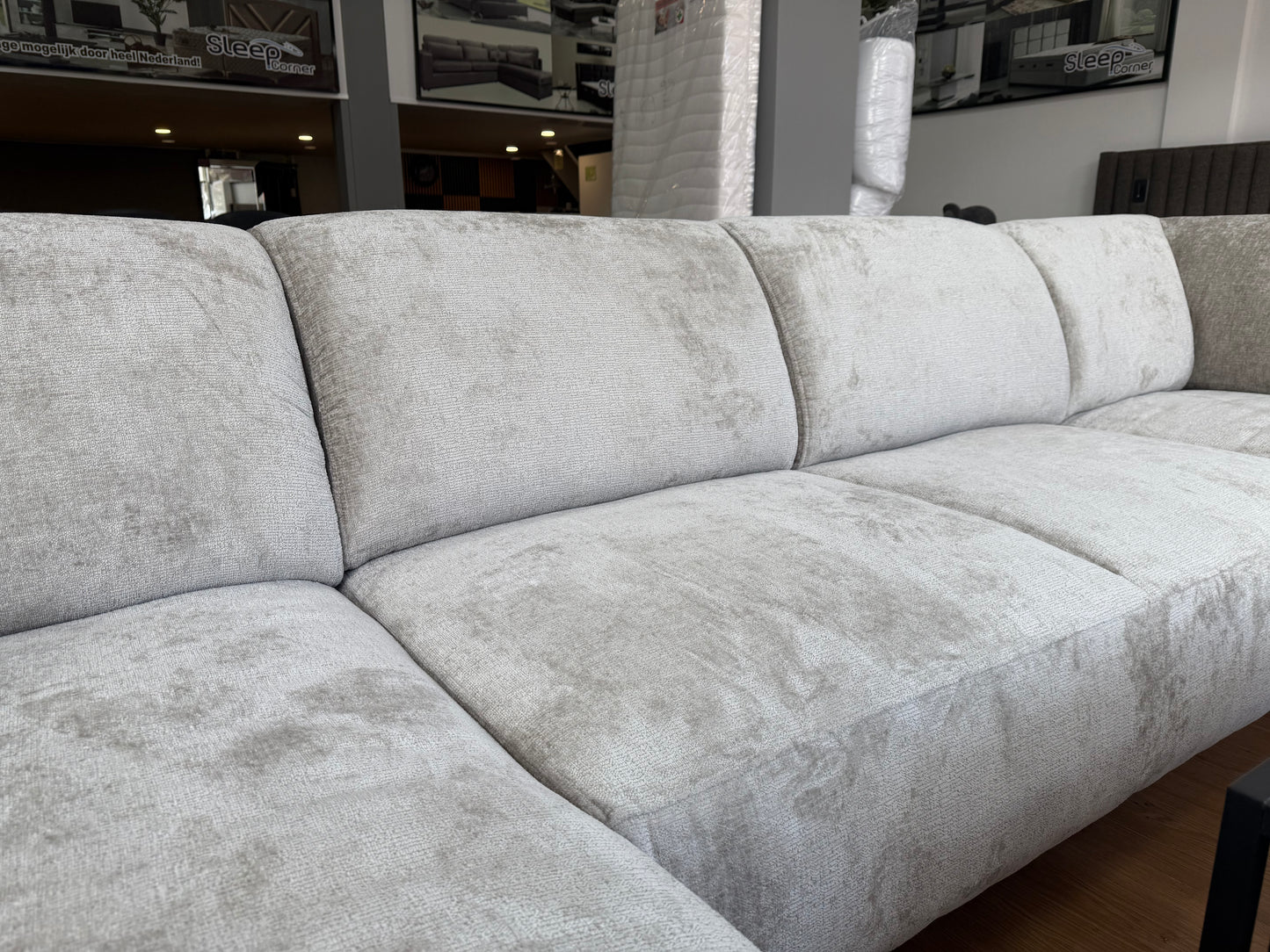 Bali U-vorm Loungebank - Ecru teddy stof
