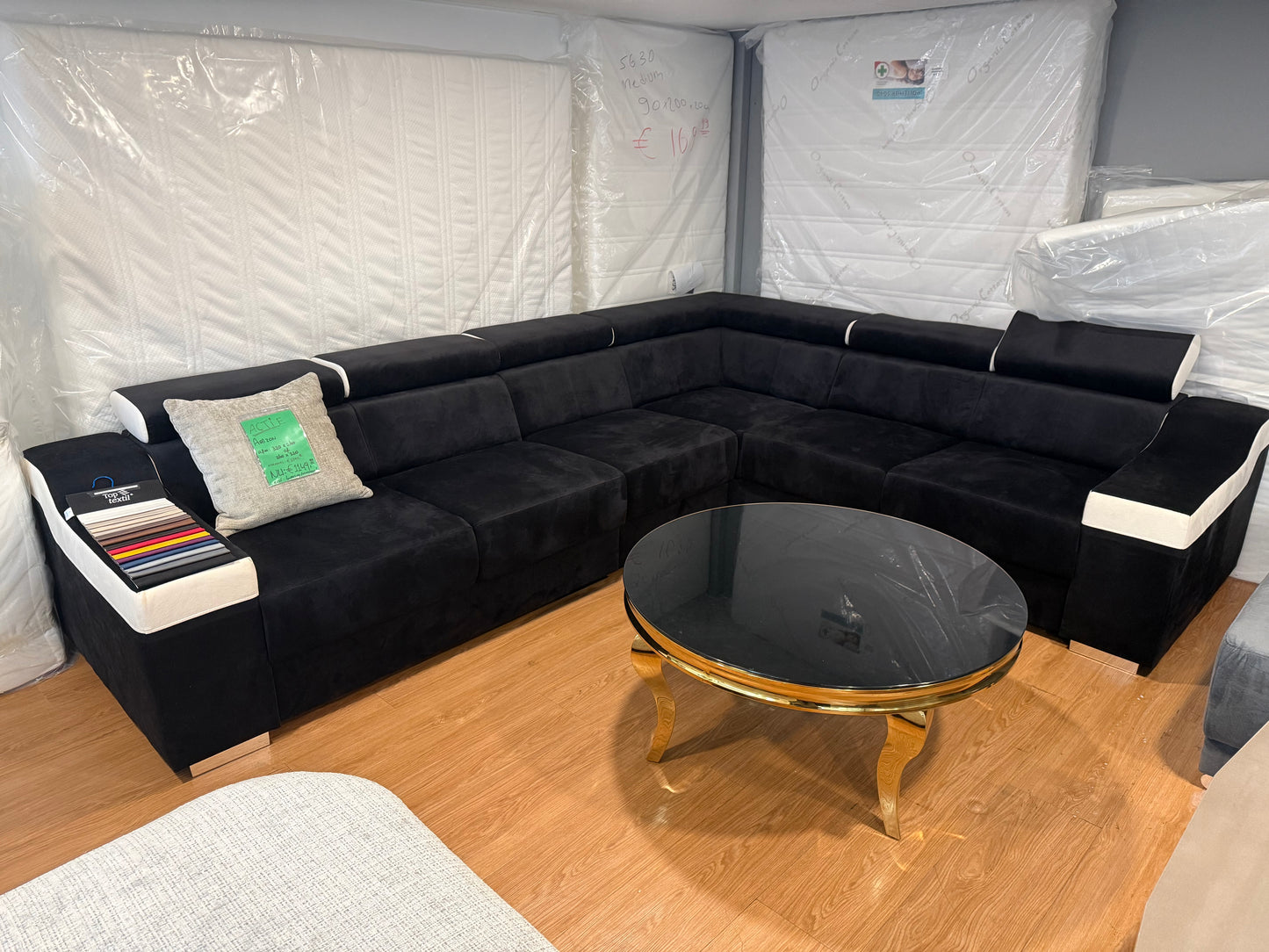 Arizona Hoekbank Grijs/wit stof