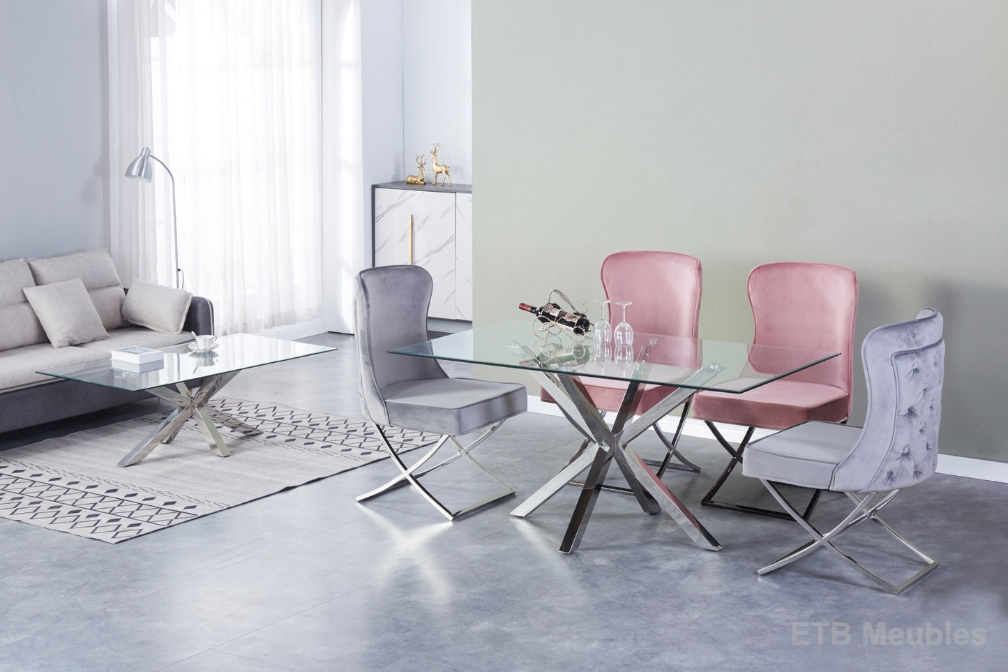 Glas zilver tafel