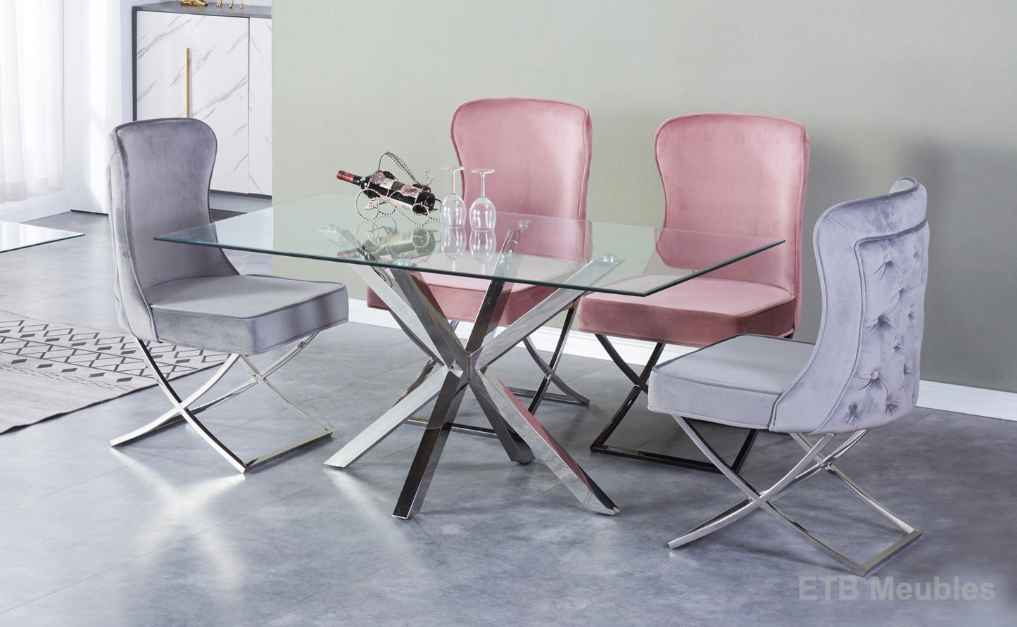 Glas zilver tafel