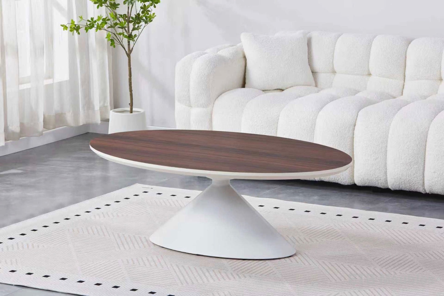 Ovale salontafel hout/wit