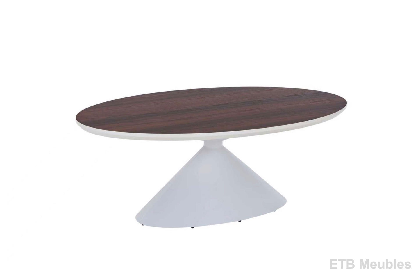 Ovale salontafel hout/wit