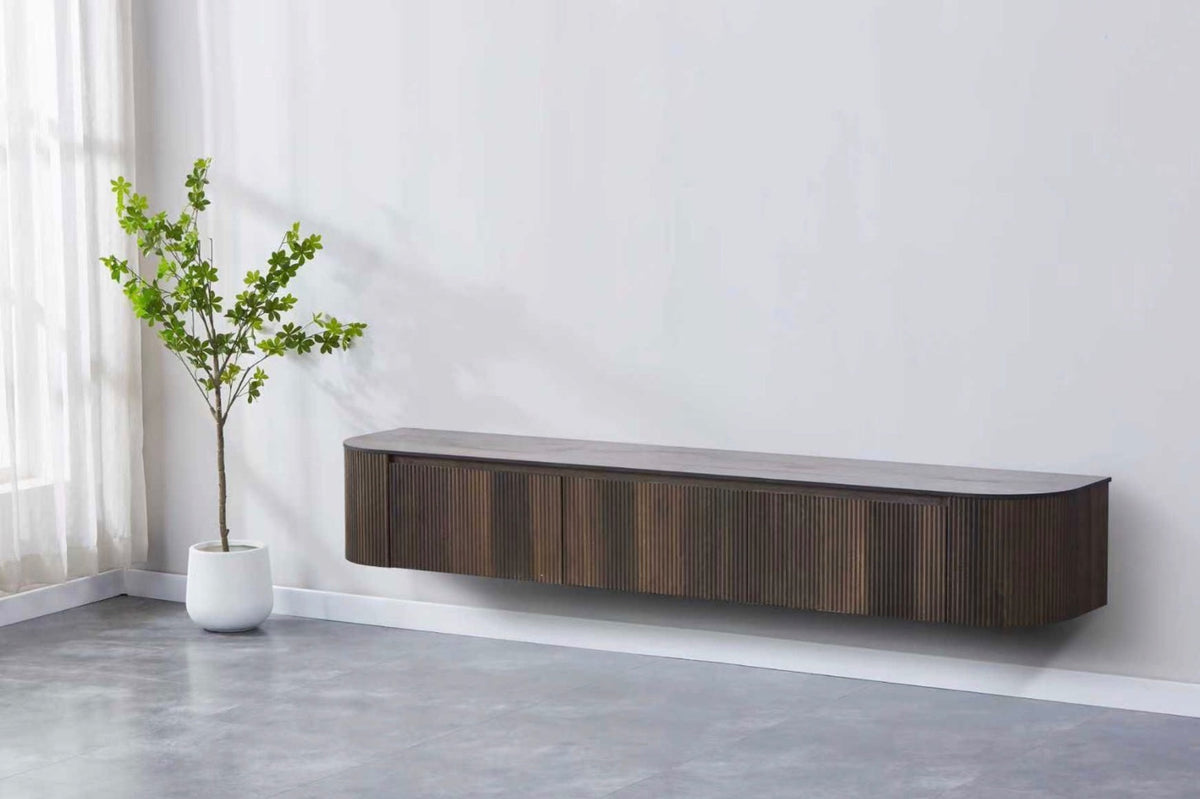 Japandi Walnut TV Kast Ophangsysteem