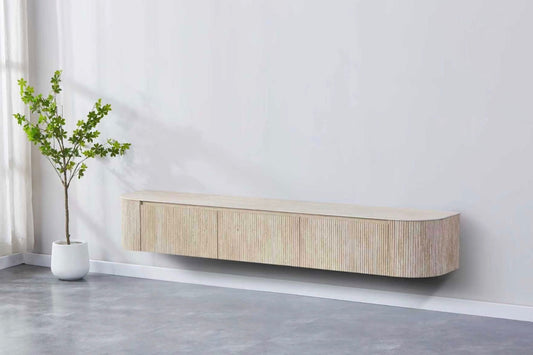 Japandi Travertine TV Kast Ophangsysteem